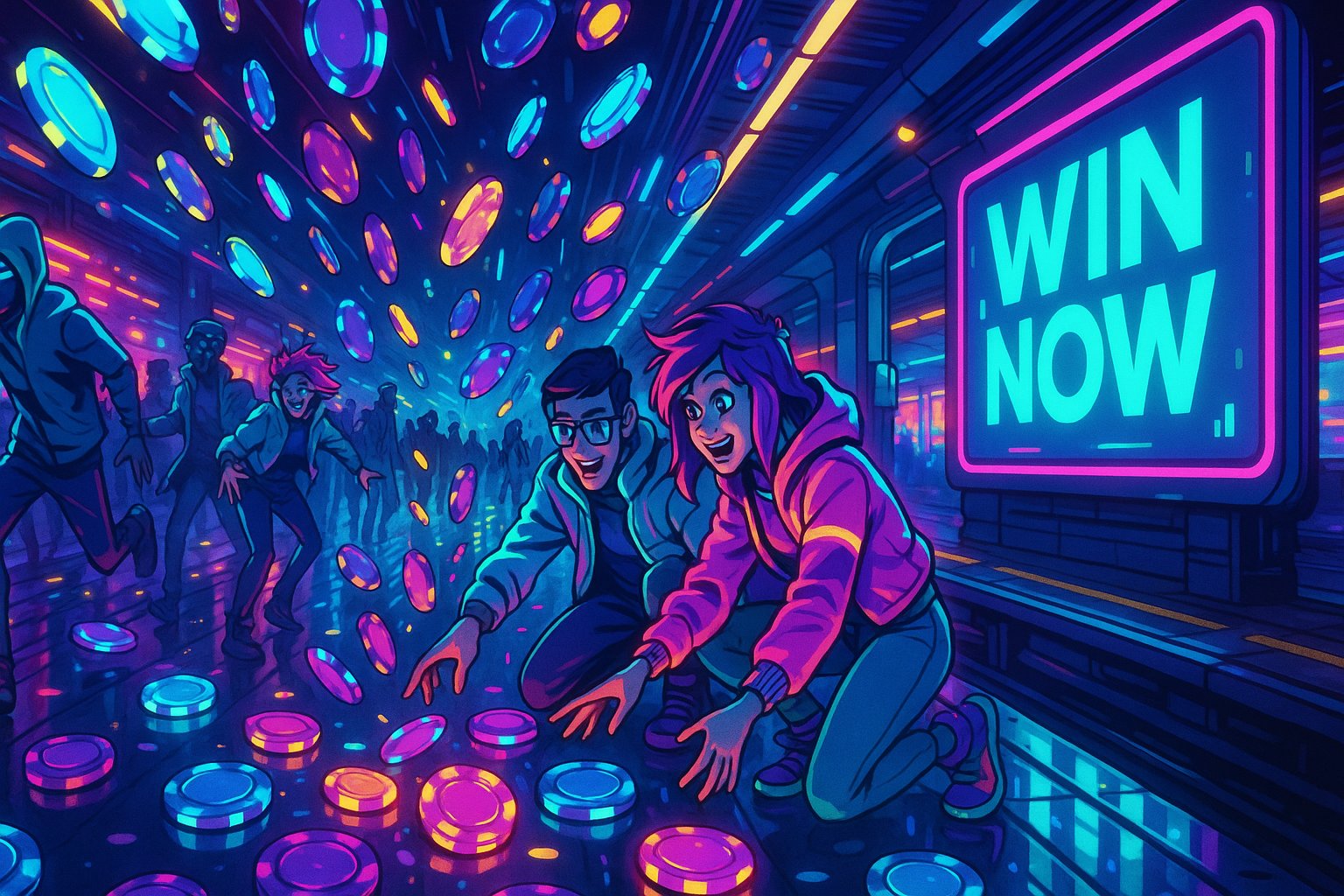 Tampilan modern permainan Bingo online dengan latar neon hijau dan aksen gelap